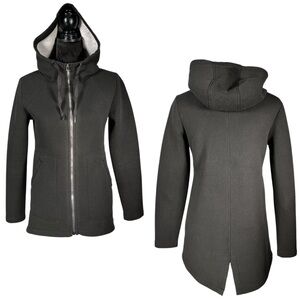 Betsey Johnson Black Sweatshirt Full Zip Scuba Jacket Asymmetrical Hoodie